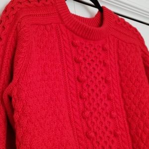J. Crew Red Cable-Knit Crewneck Sweater